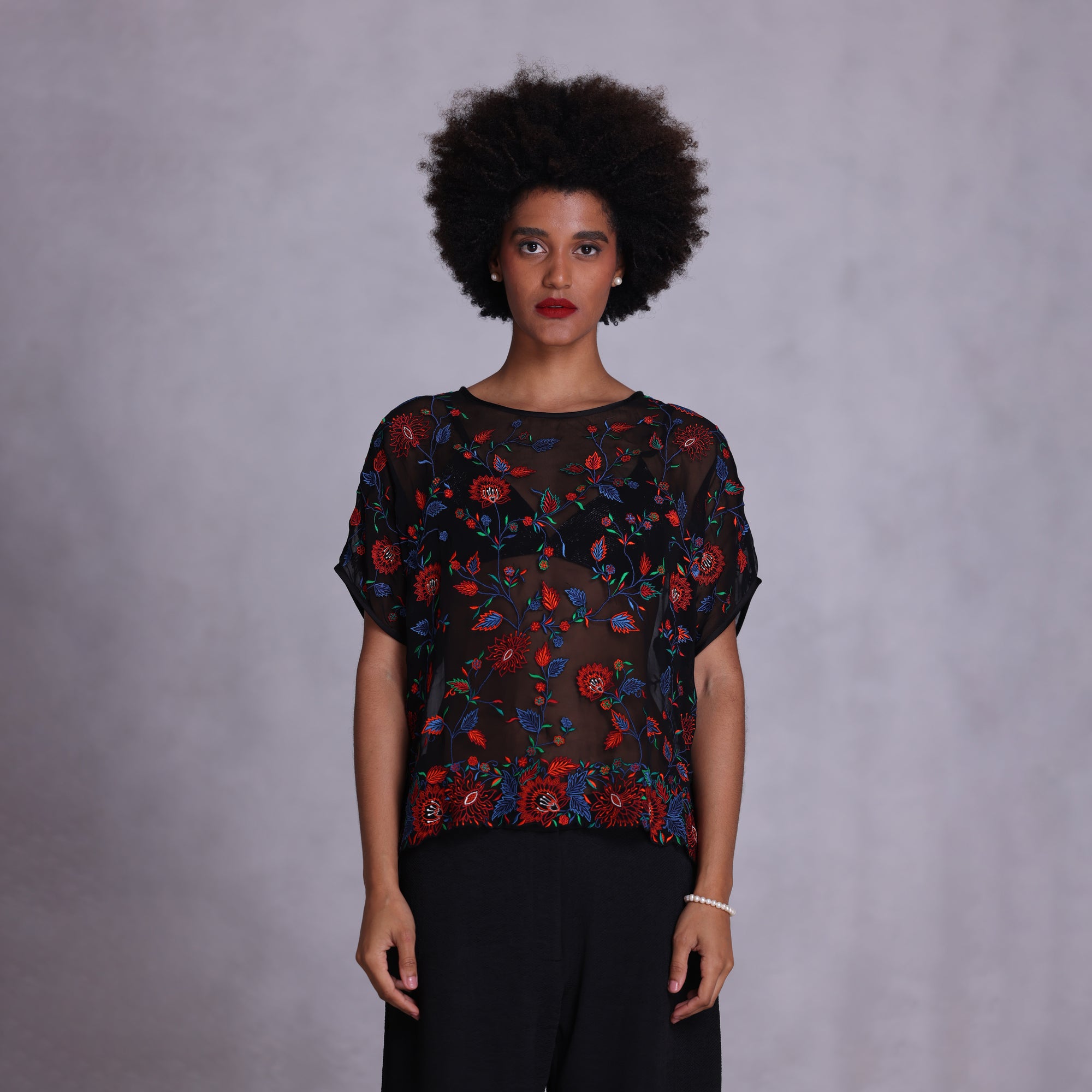 Embroidered Kimono Top