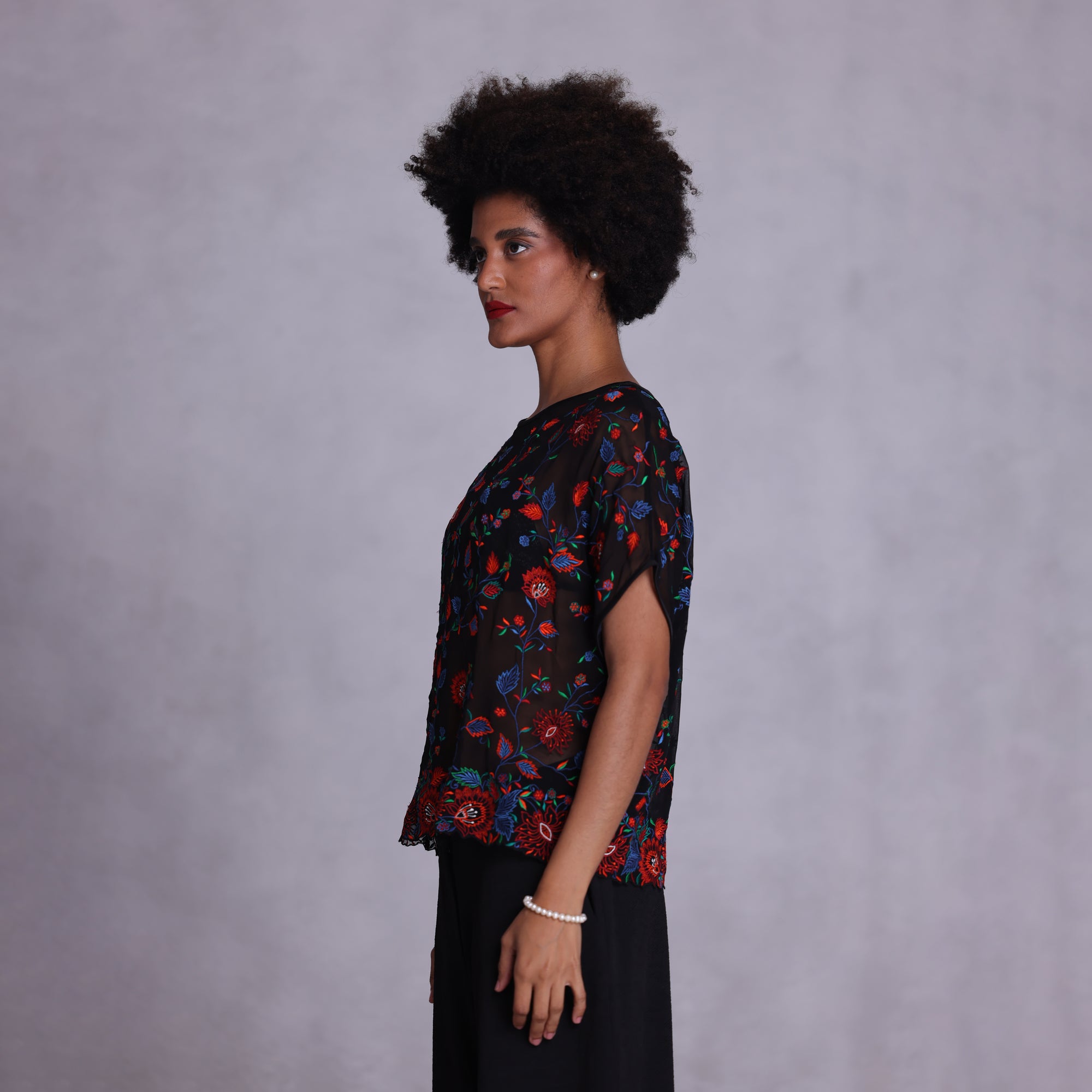 Embroidered Kimono Top