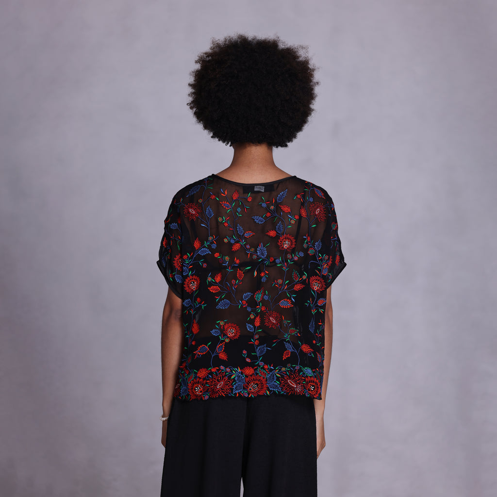 Embroidered Kimono Top