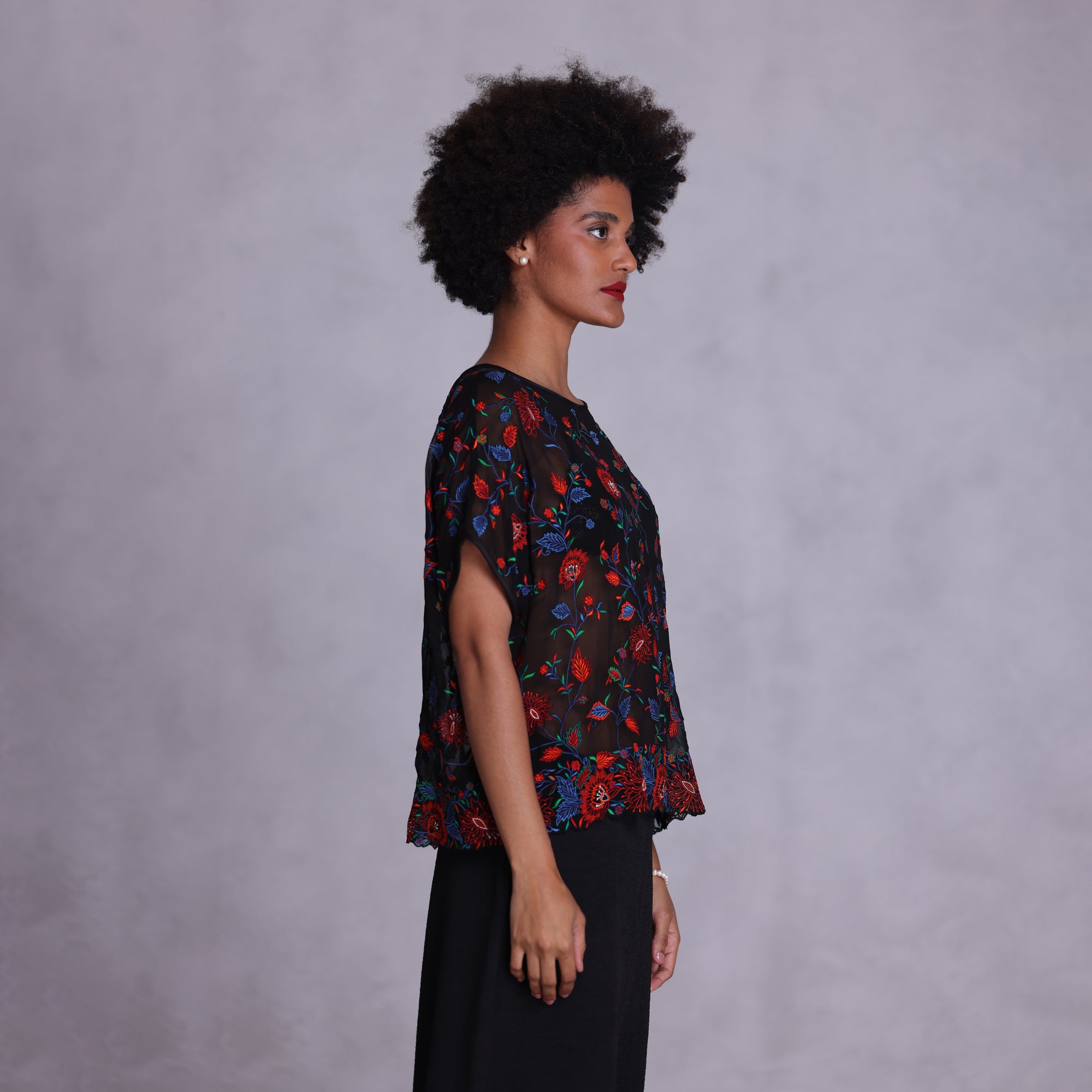 Embroidered Kimono Top