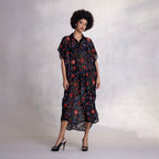 Embroidered Kimono Shirt Dress