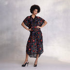 Embroidered Kimono Shirt Dress