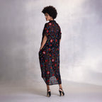 Embroidered Kimono Shirt Dress