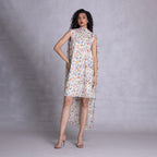 Shift dress with draped back detailing and relaxed fit
