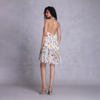  Fully lined halter dress with elastic back neckline