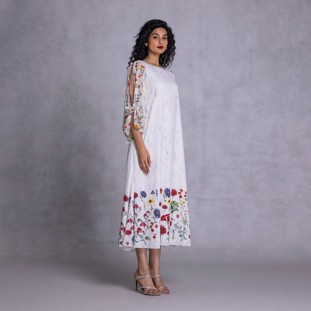 Crystal crepe dress showing clean structure
