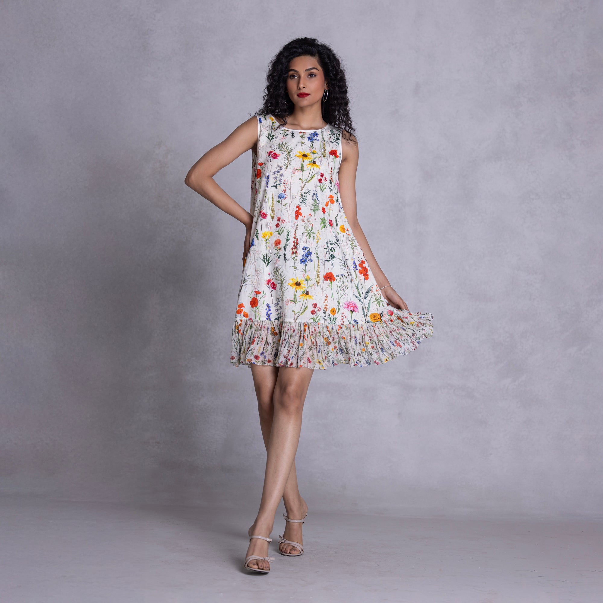 Zinnia Shift Dress with Ruffle