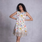  Fully lined shift dress showing fluid silhouette
