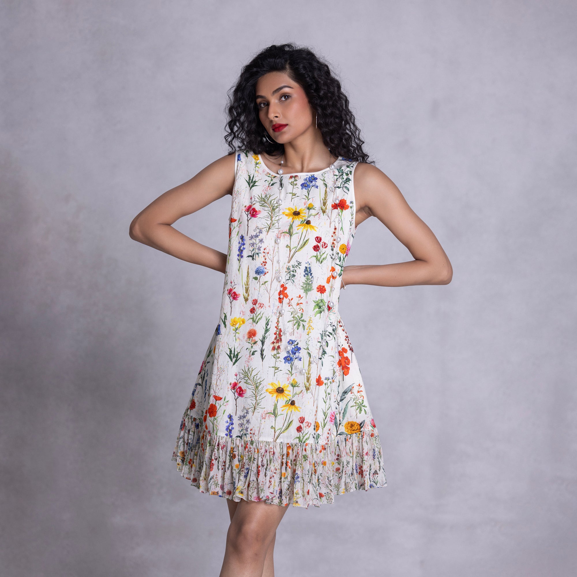 Zinnia Shift Dress with Ruffle