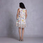 Beaded detailing on ruffle hem shift dress
