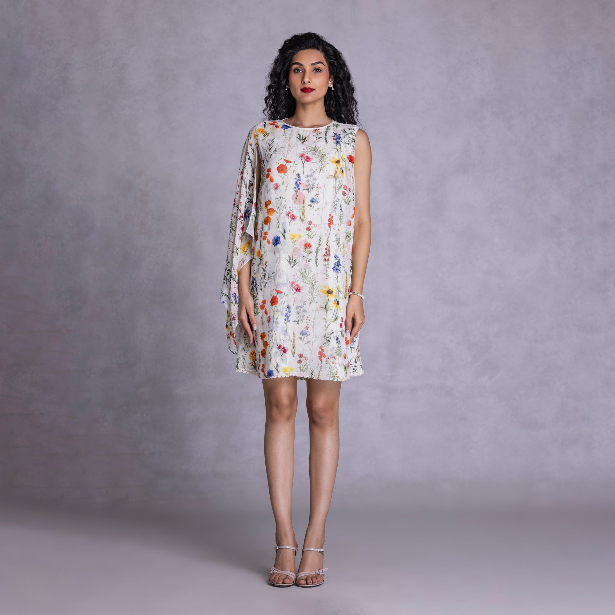 Amaryllis Shift Dress With Drape