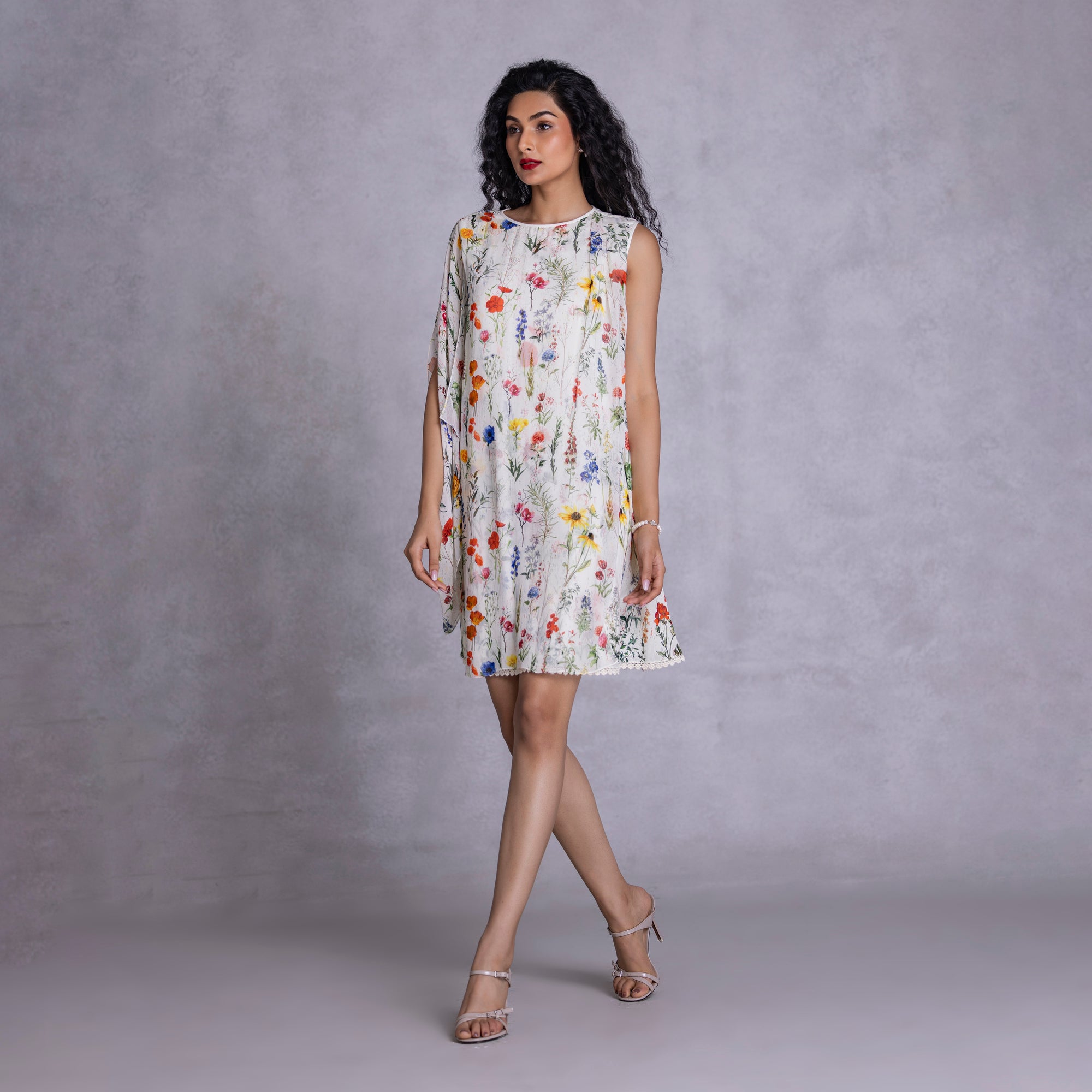 Amaryllis Shift Dress With Drape