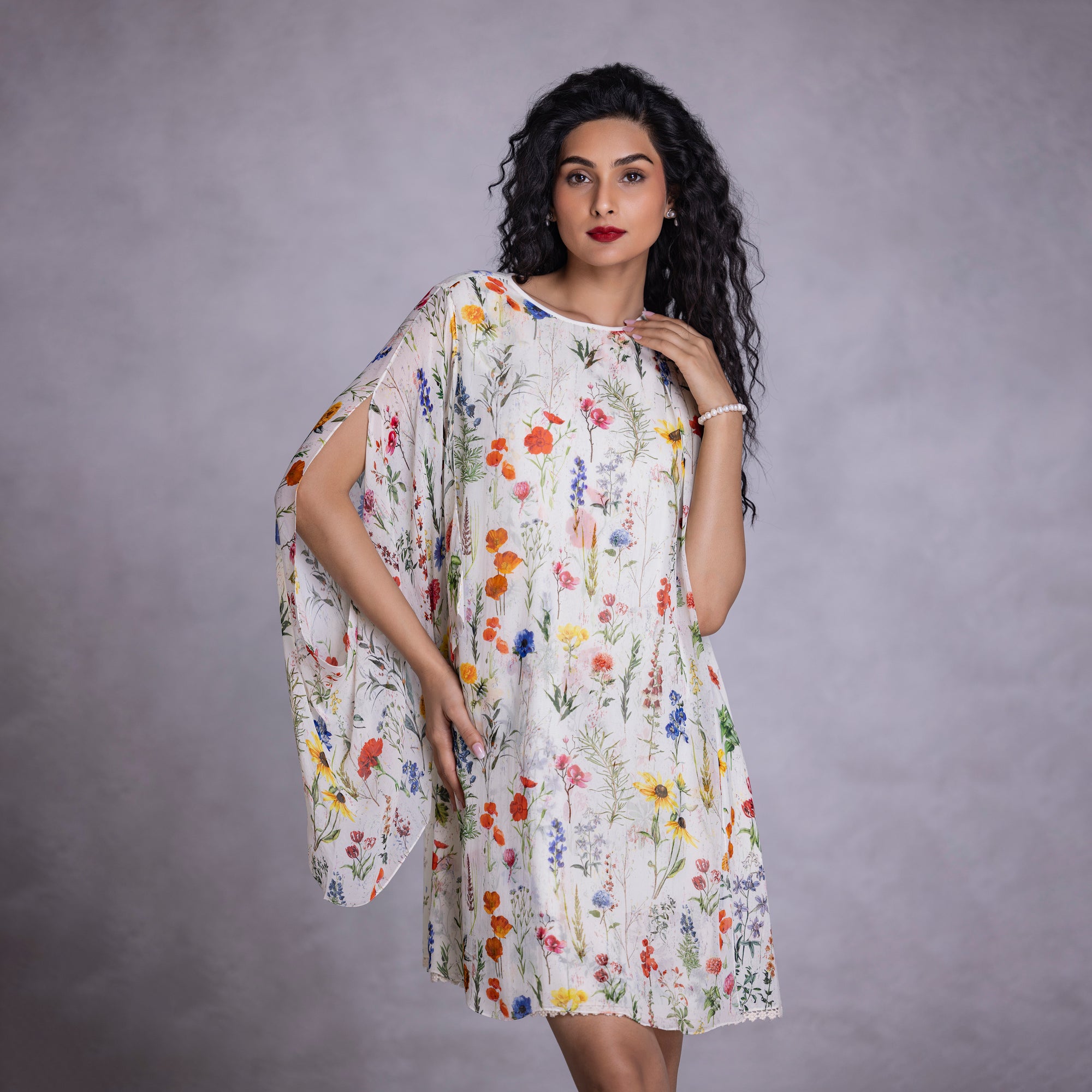 Amaryllis Shift Dress With Drape