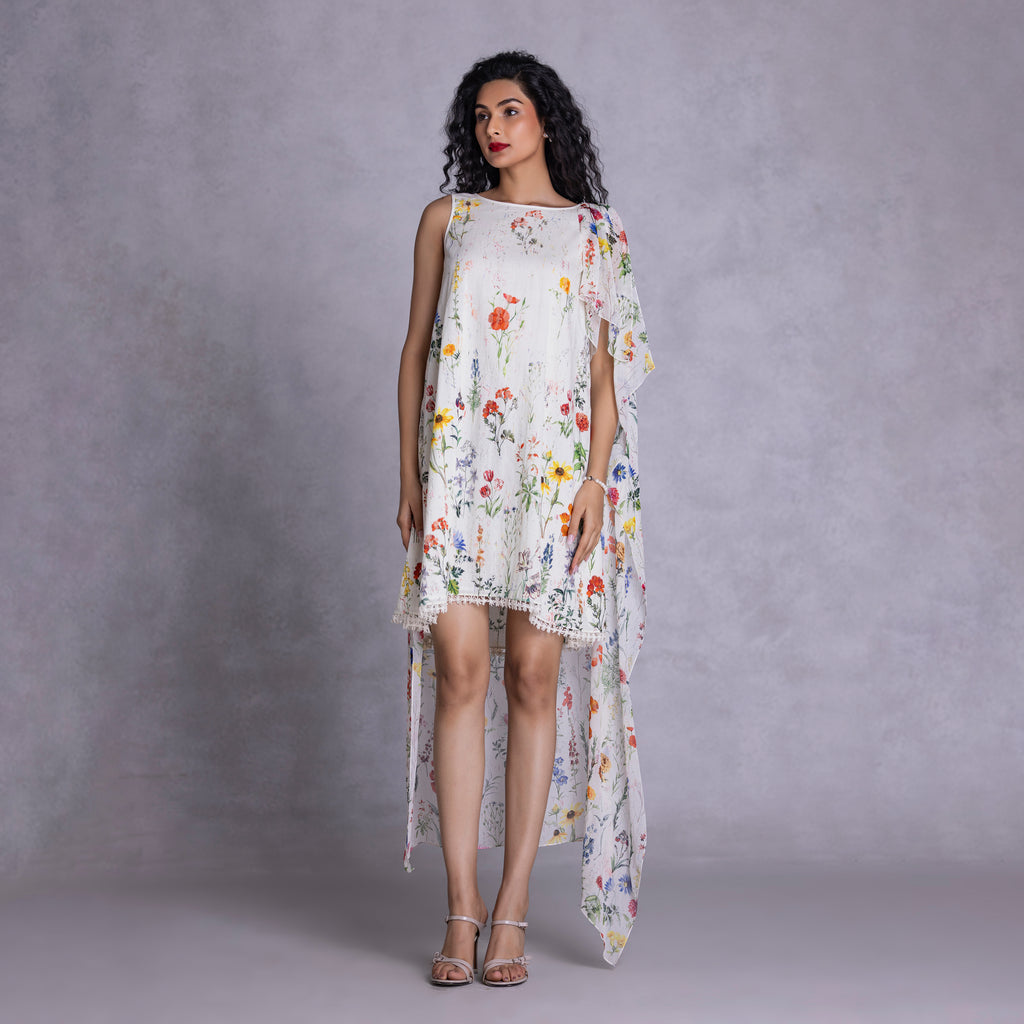 Shift dress with draped back detailing and relaxed fit
