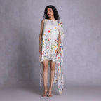 Shift dress with draped back detailing and relaxed fit
