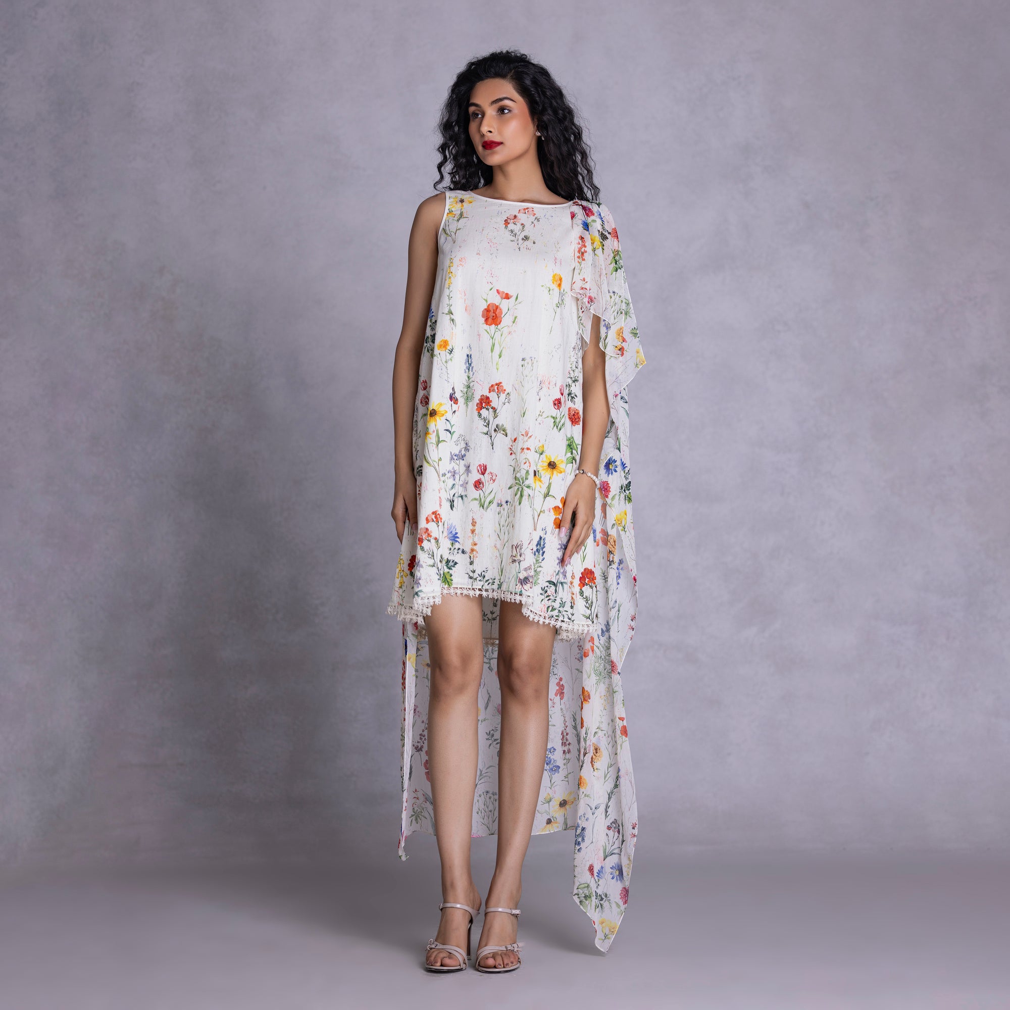 Orchid Shift Dress With Drape