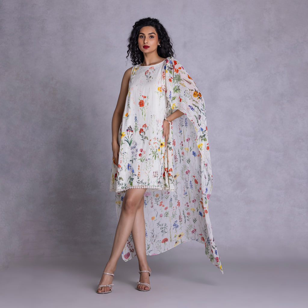 Payal Jain Orchid cambric and georgette shift dress
