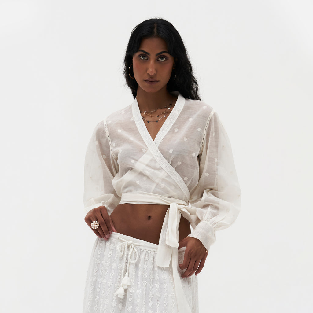 Sylvie Chikankari Wrap Top
