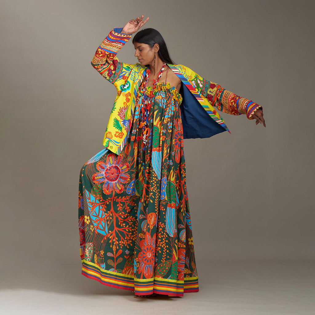 Alyssa Kimono Jacket Bird Family & Jungle Border
