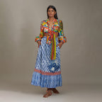 Amina Tie Up Poetess Blouse Jungle Trail Patchwork