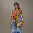 Amina Tie Up Poetess Blouse Jungle Trail Patchwork