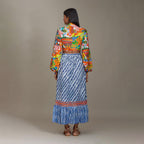 Amina Tie Up Poetess Blouse Jungle Trail Patchwork