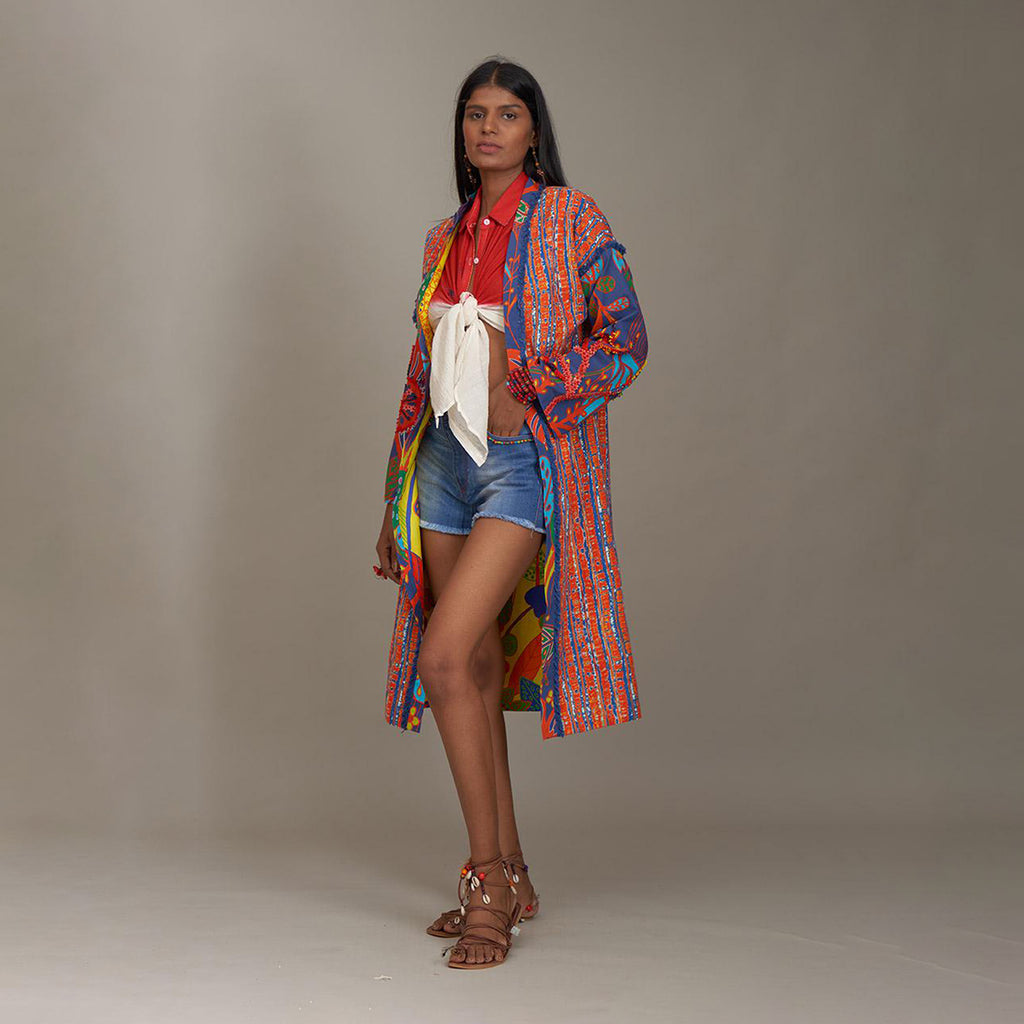 Charlie Long Open Duster Jacket Forest Wonderland