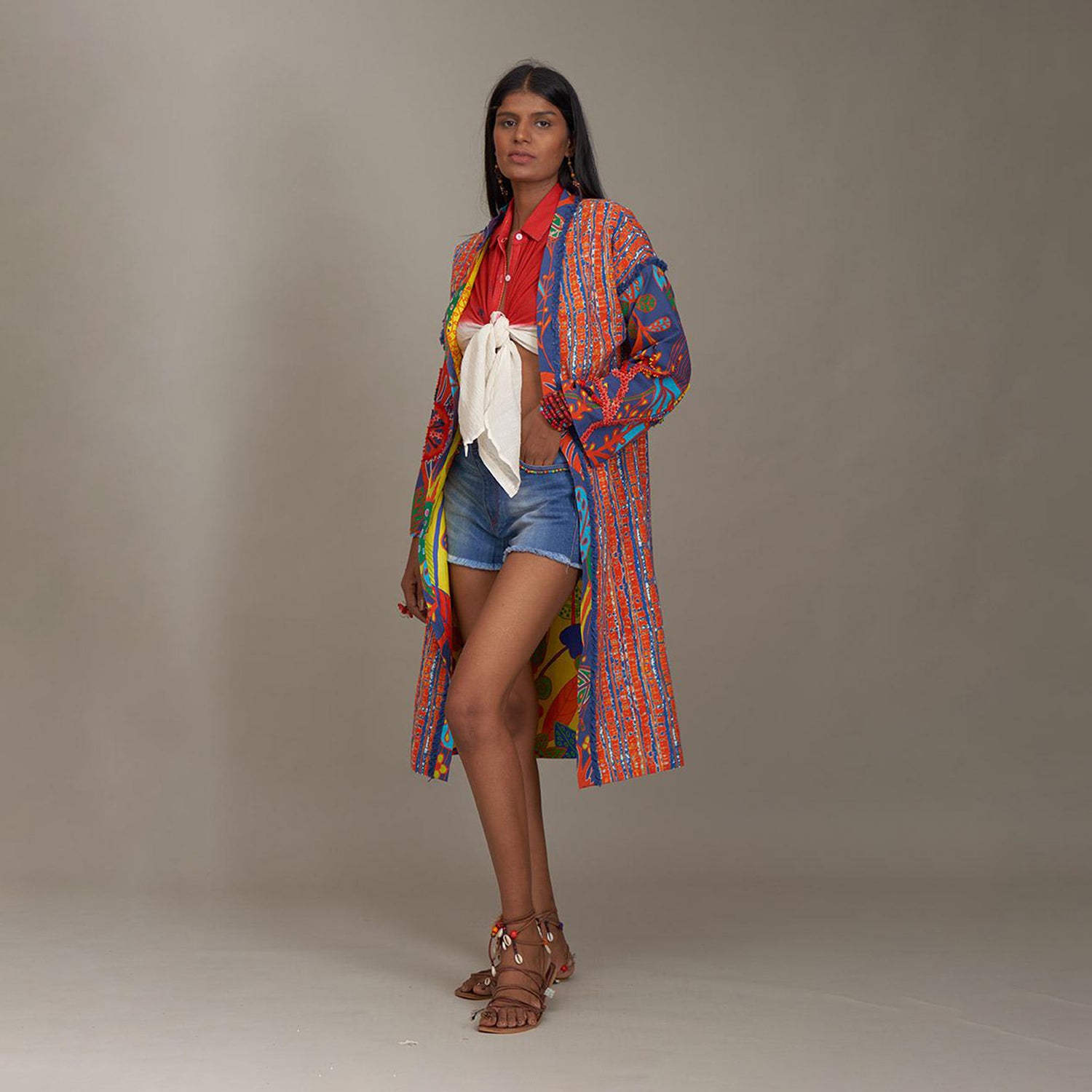 Charlie Long Open Duster Jacket Forest Wonderland