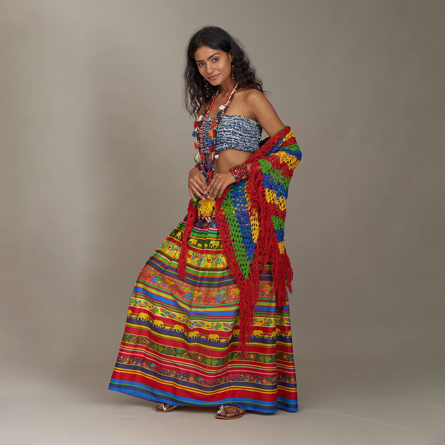 Elisa Border Maxi Skirt Jungle Trail