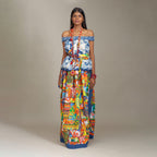Leia Off Shoulder Shibori Leaf Gilet