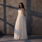 Ivory Cascade – Layered Organza Corset Gown