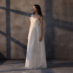 Ivory Cascade – Layered Organza Corset Gown