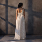 Ivory Cascade – Layered Organza Corset Gown