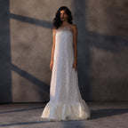 Celestial Waltz – Feather-Detailed Balloon Gown