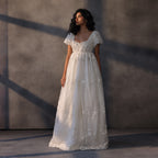 Gilded Twilight – Cutwork Lace Victorian Gown