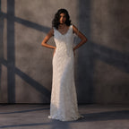 Silent Moon – Bejeweled Guipure Lace Gown