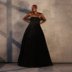 Obsidian Majesty – Honeycomb Taffeta Gown