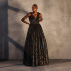 Shadow Blossom – Floating Flower Lace Dress