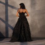 Eclipse Reign – Feathered Corset Gown