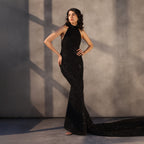 Midnight Oath – Embroidered Georgette Gown
