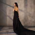 Midnight Oath – Embroidered Georgette Gown