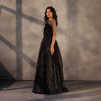 Eclipse Bloom – Lace Appliqué Corset Gown