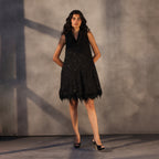 Raven’s Embrace – Embroidered Trapeze Dress