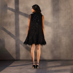 Raven’s Embrace – Embroidered Trapeze Dress