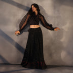 Midnight Tapestry – Black Chikankari Royal Skirt