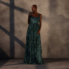 Verdant Eclipse – Appliqué Lace Dress