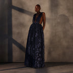 Celestial Drift – Lace Appliqué Ballgown