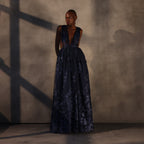 Celestial Drift – Lace Appliqué Ballgown