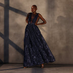 Celestial Drift – Lace Appliqué Ballgown