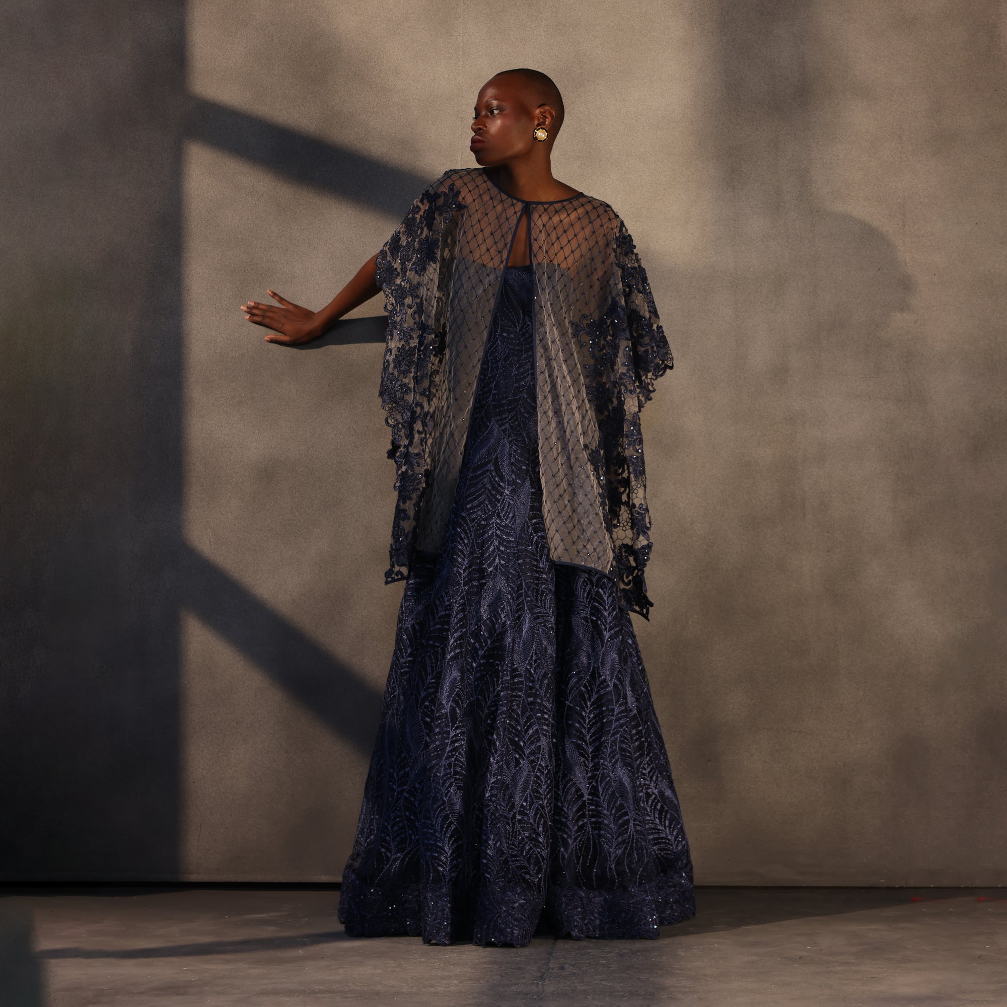 Midnight Seraph – Sapphire Lace Cape